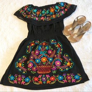 Off shoulder Embroidered Mexican Dress